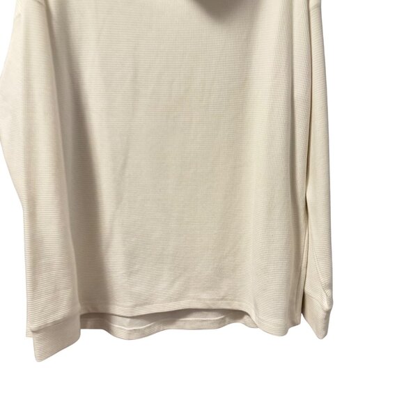 Lands End Ivory Waffle Knit Turtleneck Sz L Soft Cozy Layering Top - Picture 9 of 12